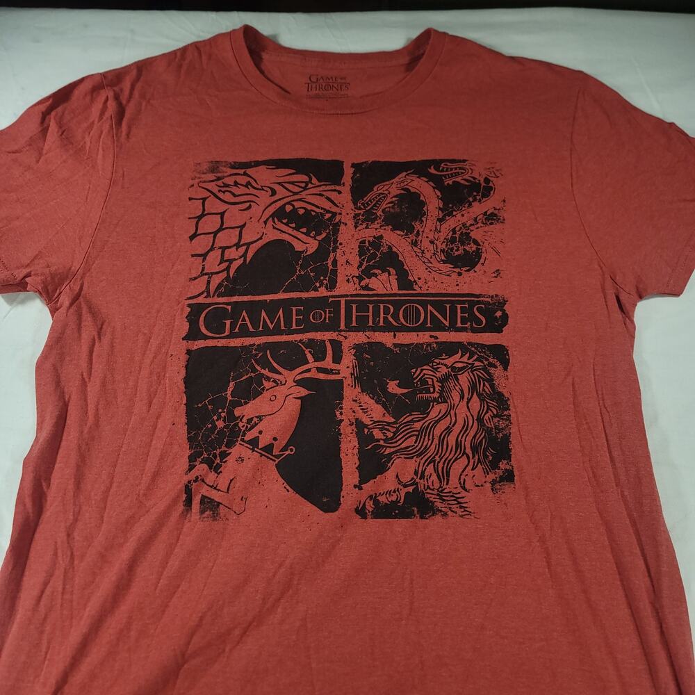 Game of Thrones Short Sleeve Graphic Crew Neck T Shirt Mens Size Large L Red